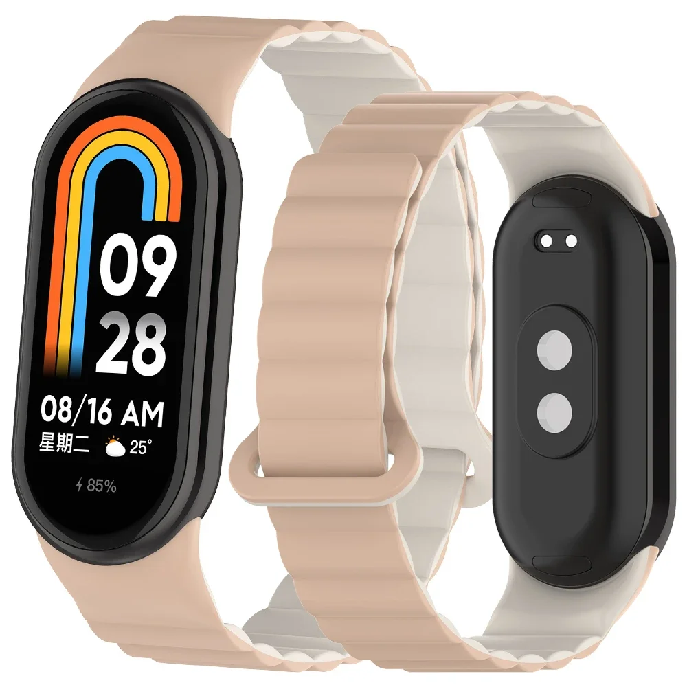 

Magnetic Loop Wirstband for Mi Band 8 Strap Silicone Sport Watchband for Xiaomi Mi Band 8 NFC Correa Bracelet Metal Interface