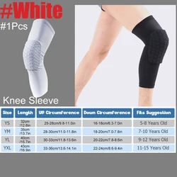 Youth Sports Honeycomb Elbow Pad Compression Sleeve - YM (Kneepad-White-1Pcs)