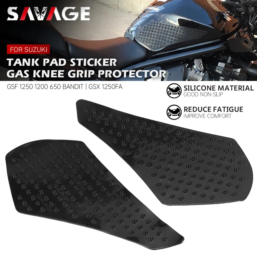 For SUZUKI GSF 1250 1200 650 BANDIT GSX1250FA Fuel Tank Pads Motorcycle Side Gas Knee Grip Protector SAVAGE Tank Sticker Decals savage