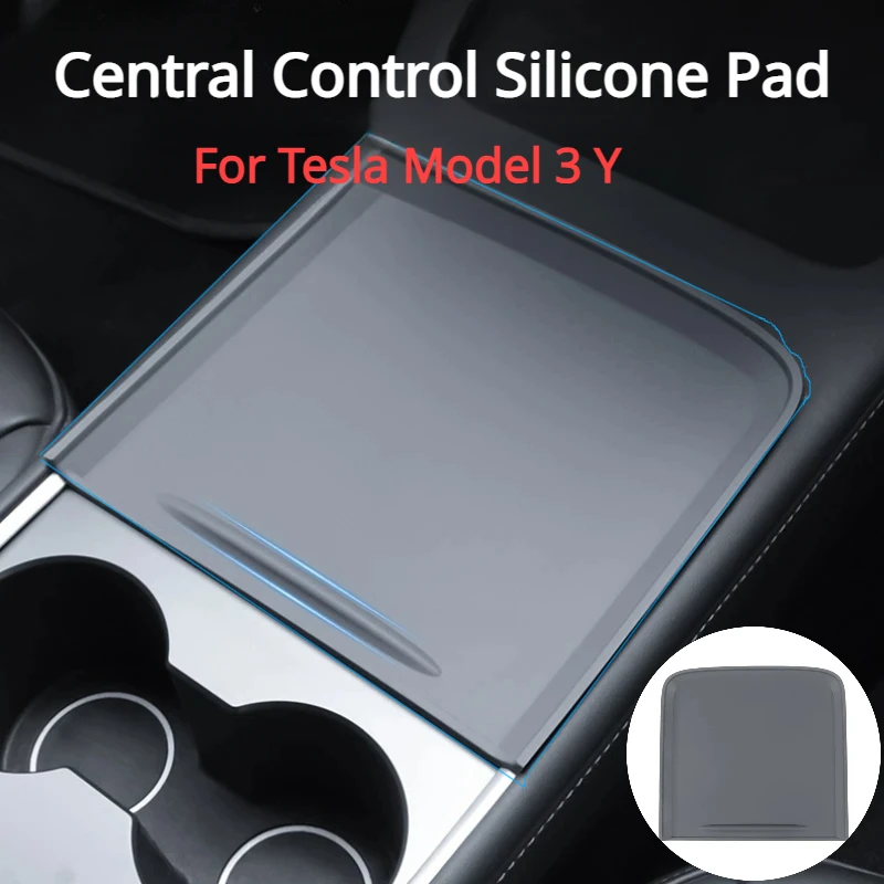 For Tesla Model 3 Y Central Control Silicone Pad Anti-slip Mat Center Console Push-pull Protection Mat Car Interior Accessories tesla model 3 model y 2022 car central control panel sticker wood grain interior console accessories trim 2 picecs set sticker