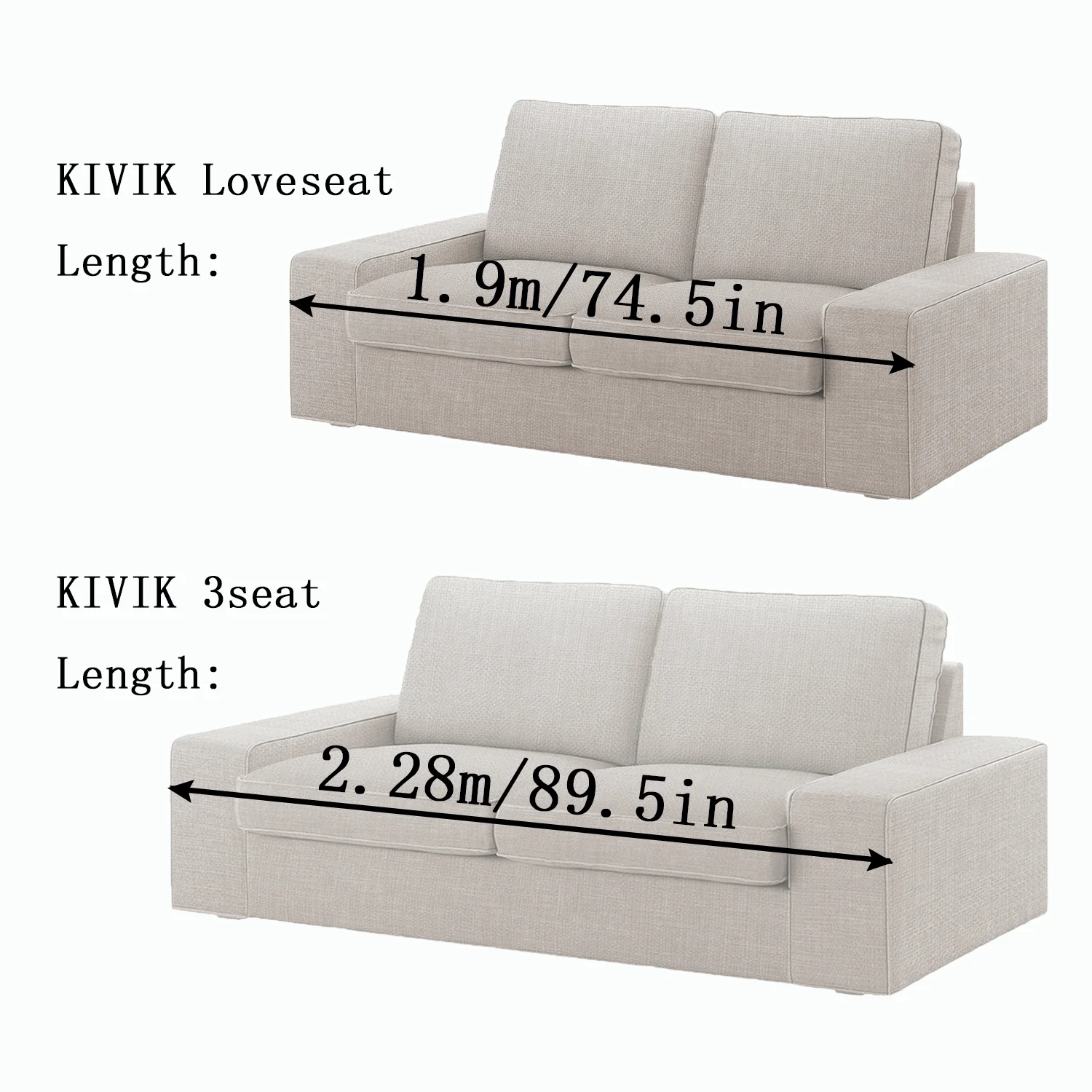 CRIUSJA velvet fabric Anti cat scratch Couch Covers for  Kivik loveseat（190cm）,3 Seat Sofa(228cm) , velvet corduroyCouch Covers 2