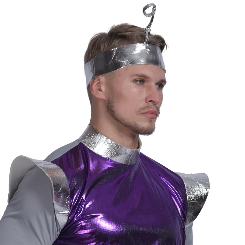 Men's Movie Robot Alien Costume Cosplay Adult Halloween Party Fashion Purple Outfits Carnival Easter Purim Fancy Dress
