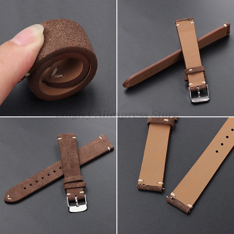 Vintage Brown Soft Suede Calfskin Quick Release Strap
