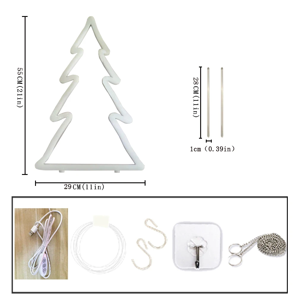 Christmas Tree LED Neon Light Sign for Christmas Shop Window Display Cafe Bar Decor USB Powered Dimmable Night Light Indoor Use 2