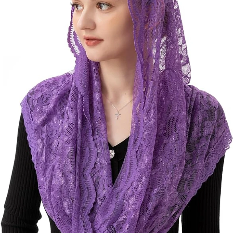 

Infinity Chapel Veil Floral Latin Mass Head Covering Lace Scarf Mantilla Veils for Church