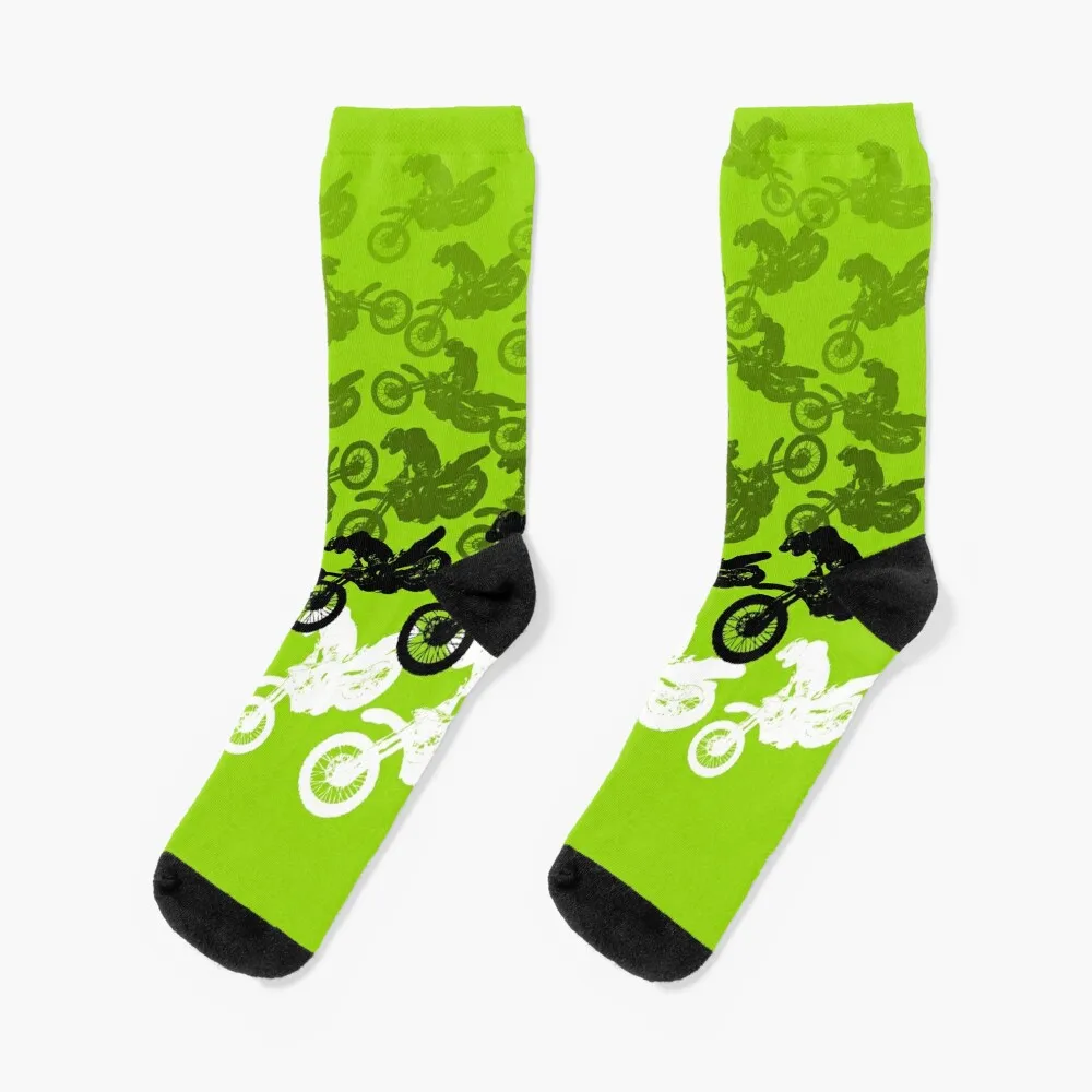 

Green motocross dirt bike racing graphics Socks sports and leisure hiking essential Man Socks Women's