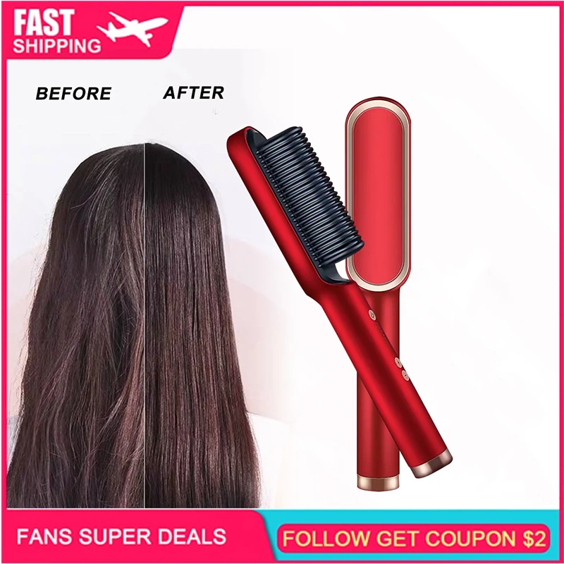 Hair Comb Straightener Electric Hair Dryer Curling Iron Styling Smoothing Thermal Anion Straightening Brushes ионизирующая расческа xiaomi inface straightening and curling comb zh 10ds green