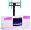 Fireplace TV Stand with Led Lights and Power Outlets, Entertainment Center with Electric Fireplace, Swivel TV Stand Mount 1