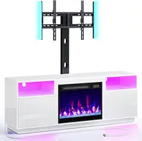 Fireplace TV Stand with Led Lights and Power Outlets, Entertainment Center with Electric Fireplace, Swivel TV Stand Mount 1