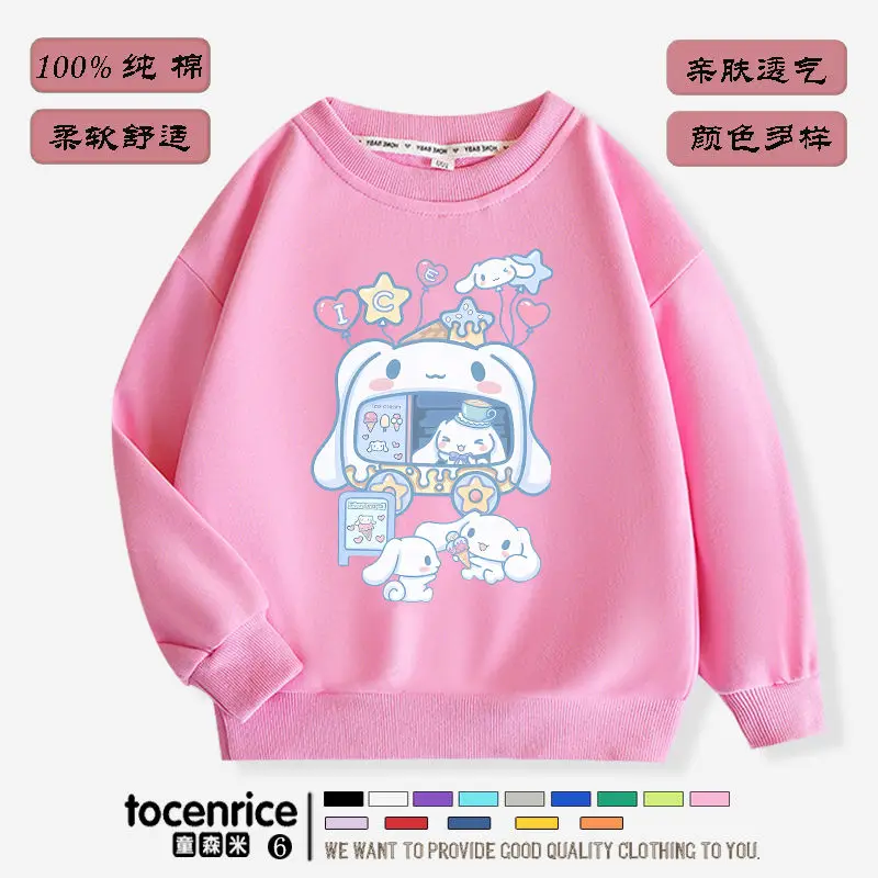 

Зимний Детский свитшот Kawaii Sanrioed весенне-осенний Свитшот милый аниме Cinnamoroll для мальчиков и девочек детский пуловер