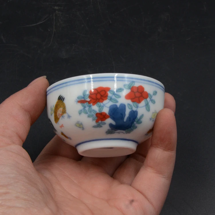 

Antique Porcelain Small Teacup Wine Cup Ceramic Collection Copy Imitate Ming Dynasty