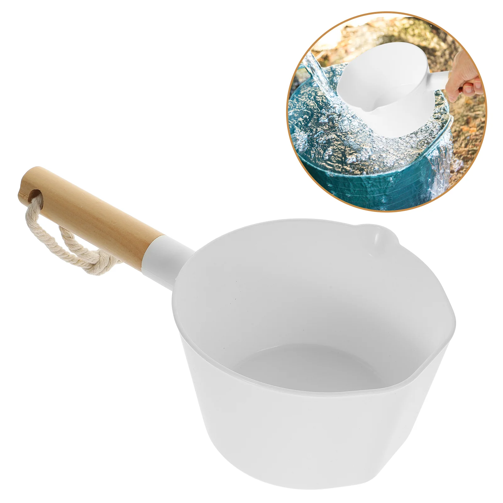 Wooden Handle Long Scoop Plastic Water Ladle Bath Bailer Kitchen Spoon Home Accessories Water Transfer Tool Large Capacity