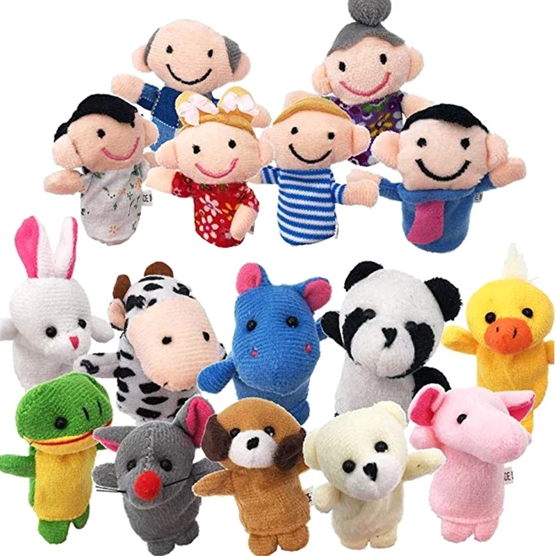 Finger Puppet Set Baby Animals Duck Plush Doll Hand Cartoon Family Hand Puppet Cloth theater Educational Toys for Kids Gifts