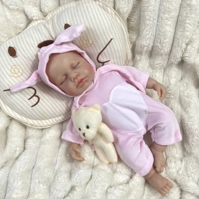 Mini 33CM LouLou Girl Full Solid Silicone Reborn Baby Doll Washable Body Finished Painted Silicone Body Birthday Christmas Gift 3