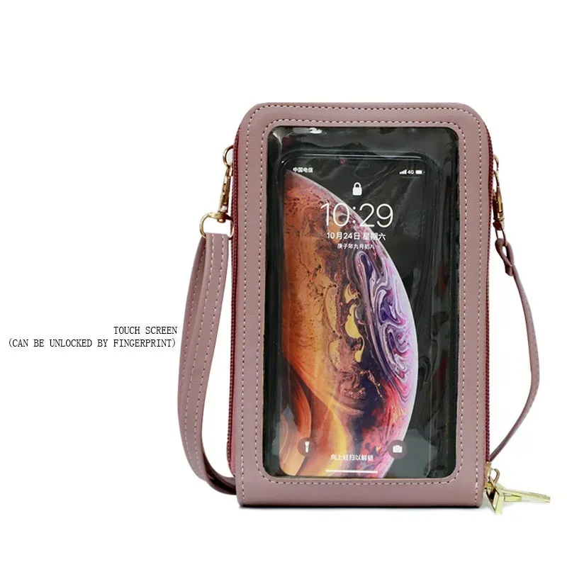Large Capacity Mobile Wallet Bag for Phones Up to 6.5 Inches, Touch Screen Shoulder Messenger Case for iPhone Samsung Ladies