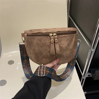 Elegante borsa a tracolla Hobo tinta unita Borsa da petto di design di lusso Marsupi in pelle PU da donna Tracolla larga Borsa a tracolla Fanny alla moda