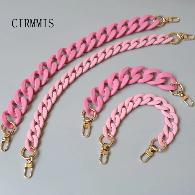 New Fashion Woman Handbag Accessory Chains Matte Cute Candy Pink Resin Chain Frosted Strap Women Clutch Shoulder Purse Chain