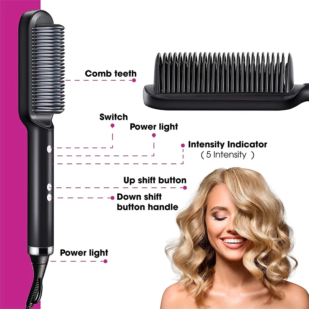 Description Picture 5 of itemNew Hair Curler Multi-speed Hair Straightener Electric Straightening Comb Curling Iron Hair brush Hot Comb Anti-scalding Ceramic