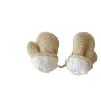 1-4Y Cartoon Bear Baby Mittens Winter Warm Kids Baby Girls Gloves Knitted Children Toddler Thick Child Fleece Cartoon Mittens 3