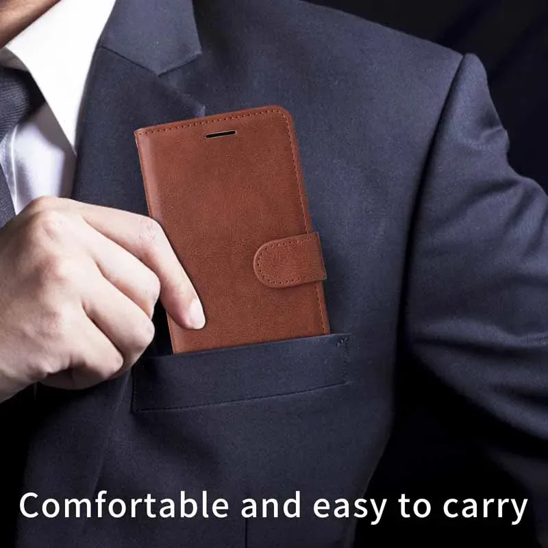 Magnetic Leather Flip Wallet Phone Case with Enhanced Protection