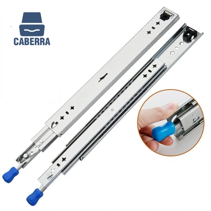

Three fold Heavy Duty Drawer Slide 53mm With Lock Fully Extended Ball Bearing Drawer Slides Rails 120kg Bearing Capacity 1 Pair