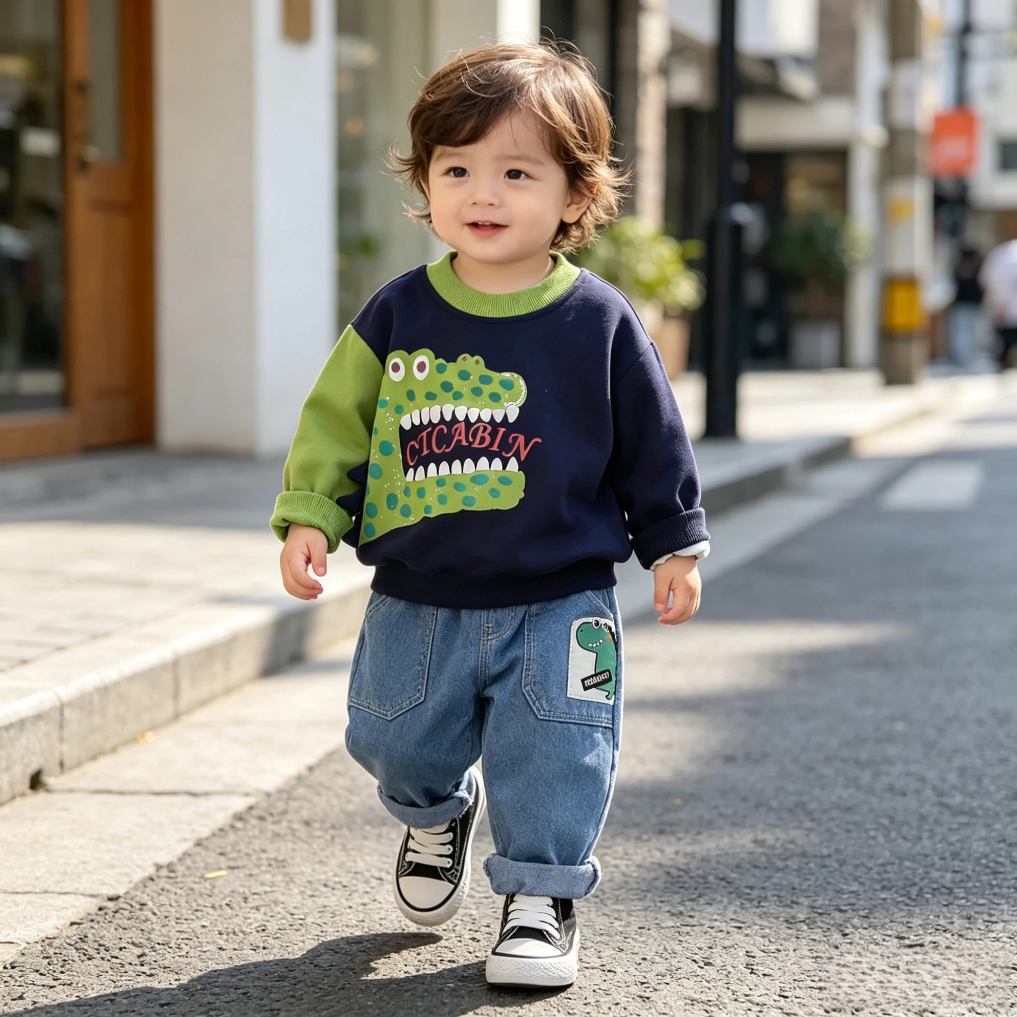 Frühlings- und Herbst-Kinder-Sweatshirt-Outfit, 2-teilig