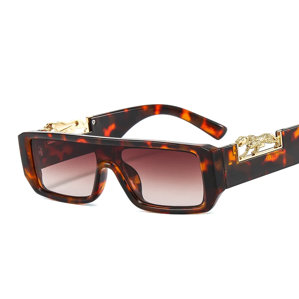 New Retro Square Double Color Sunglasses For Women Men Fashion Metal Cheetah Decoration Sun Glasses Eyewear Shades UV400 Trendin 13