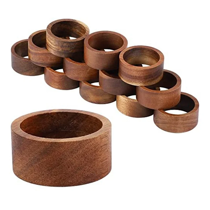 

12 шт., декоративные деревянные кольца для салфеток
