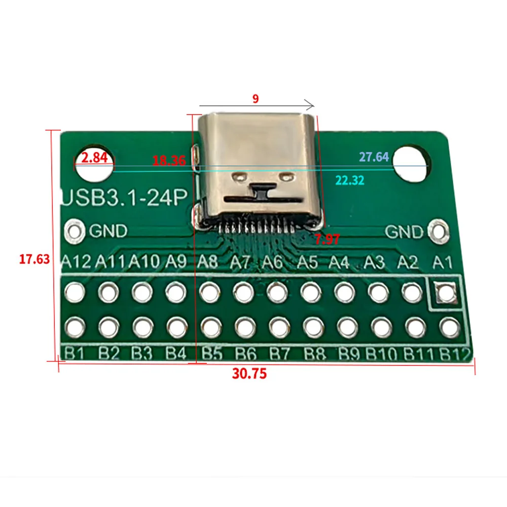 Sourcing Map PCB USB Connecteur Type-C 3.1 16Broche Femelle Jack Rapide Charge Prise 20Pcs