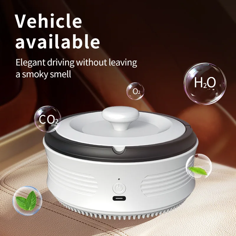 2 In 1 Electric Ashtray Air Purifier Type-C Charging Intelligent Sensing Purification Smoke Dustproof Ash Tray Cigarette Holder air purifier ashtray