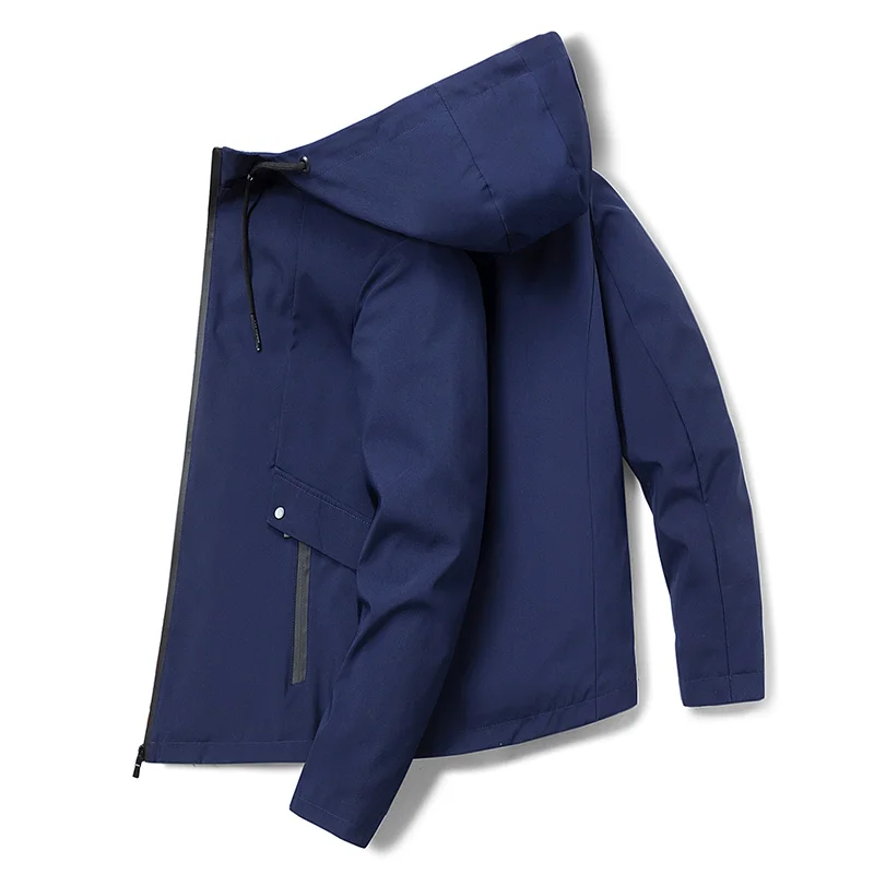 

Куртка мужская демисезонная свободного покроя, кроссовая, с капюшоном, на молнии, с карманами, однотонная уличная одежда, Ins Super Fire Jacktes