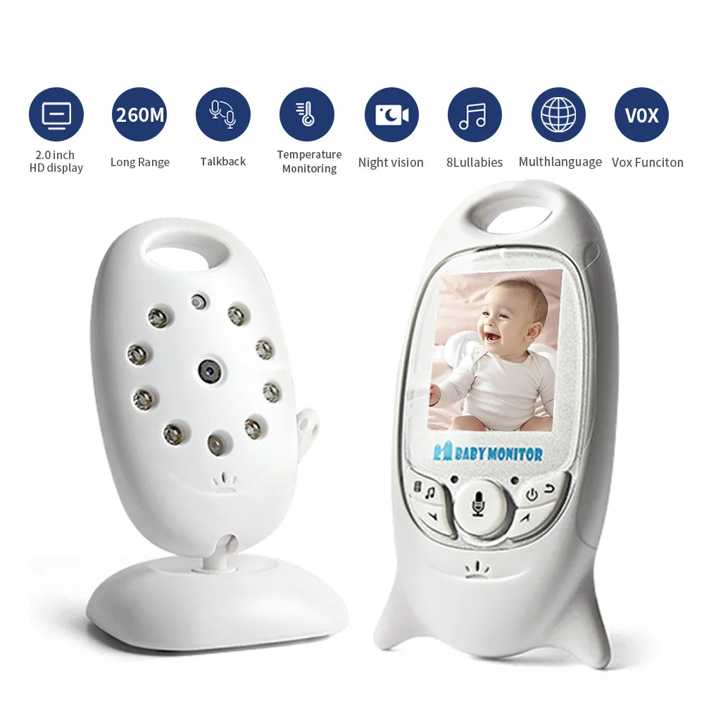 

VB601 Video Baby Monitor Wireless 2.0'' LCD Babysitter 2 Way Talk Night Vision Temperature Security Nanny Camera 8 Lullabies
