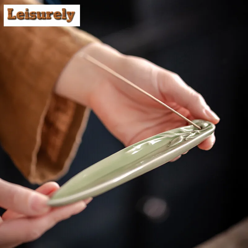 Chinese Style Bamboo Leaf Thread Incense Insert Base Indoor Incense Burner Furnace Aroma Smoke Censer Holder Zen Tea Room Crafts