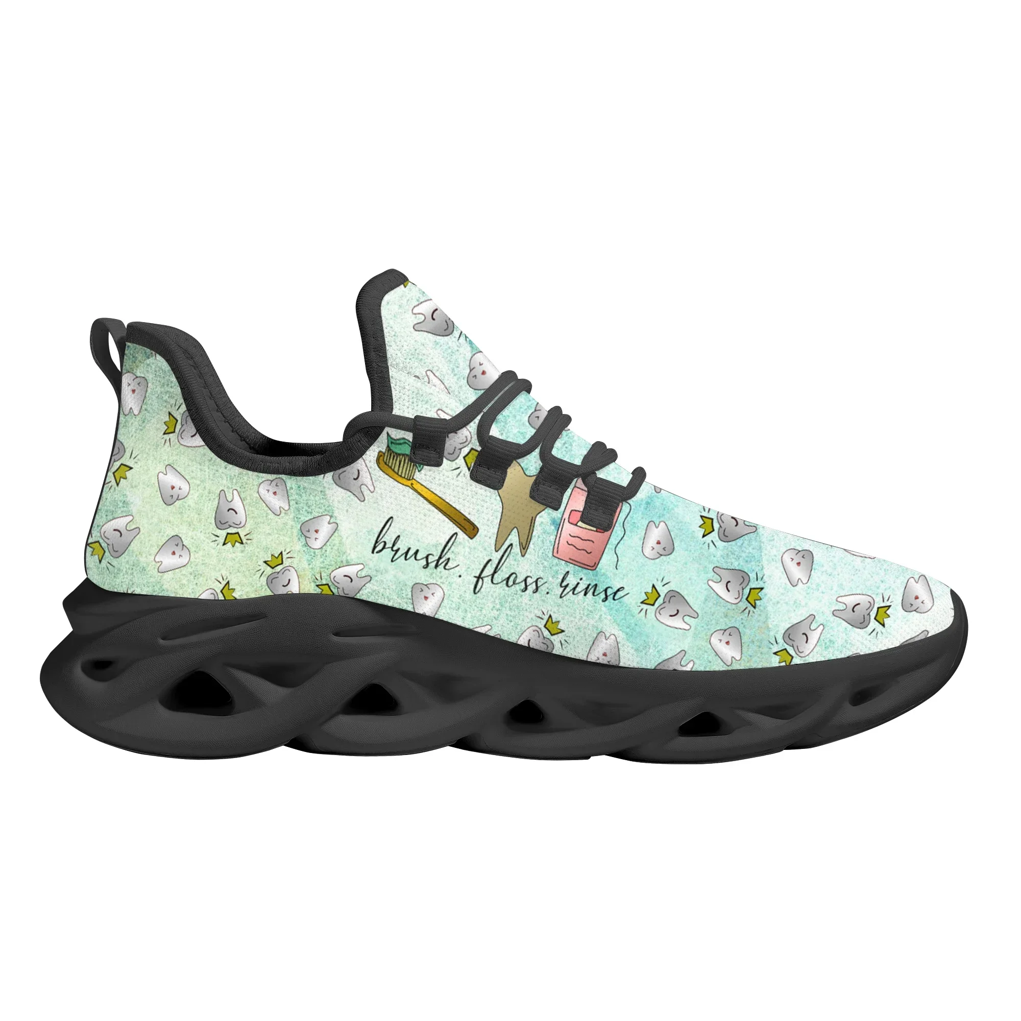 Fashion Shock Absorbing Women Nursing Shoes Cartoon Teeth Toothbrush Design Flat Sneakers Protect Teeth Running Shoes