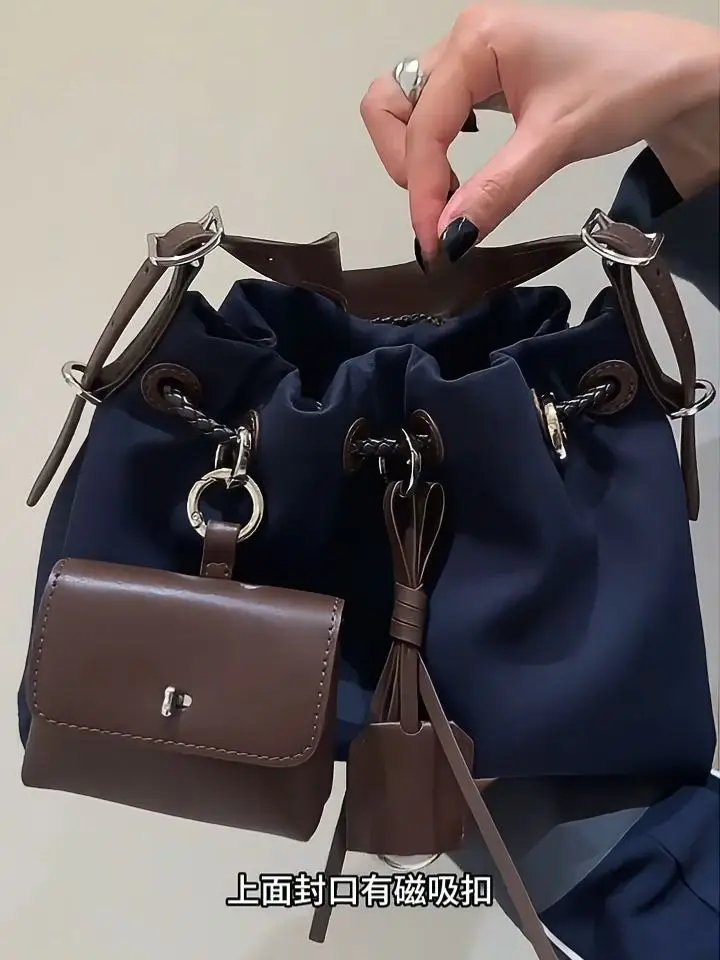 JIAERDI Retro Casual Pocket Blue Messenger Bag Wallet Women Vintage Nylon Chic Casual Crossbody Bags Ladies Y2k Handbag 2025