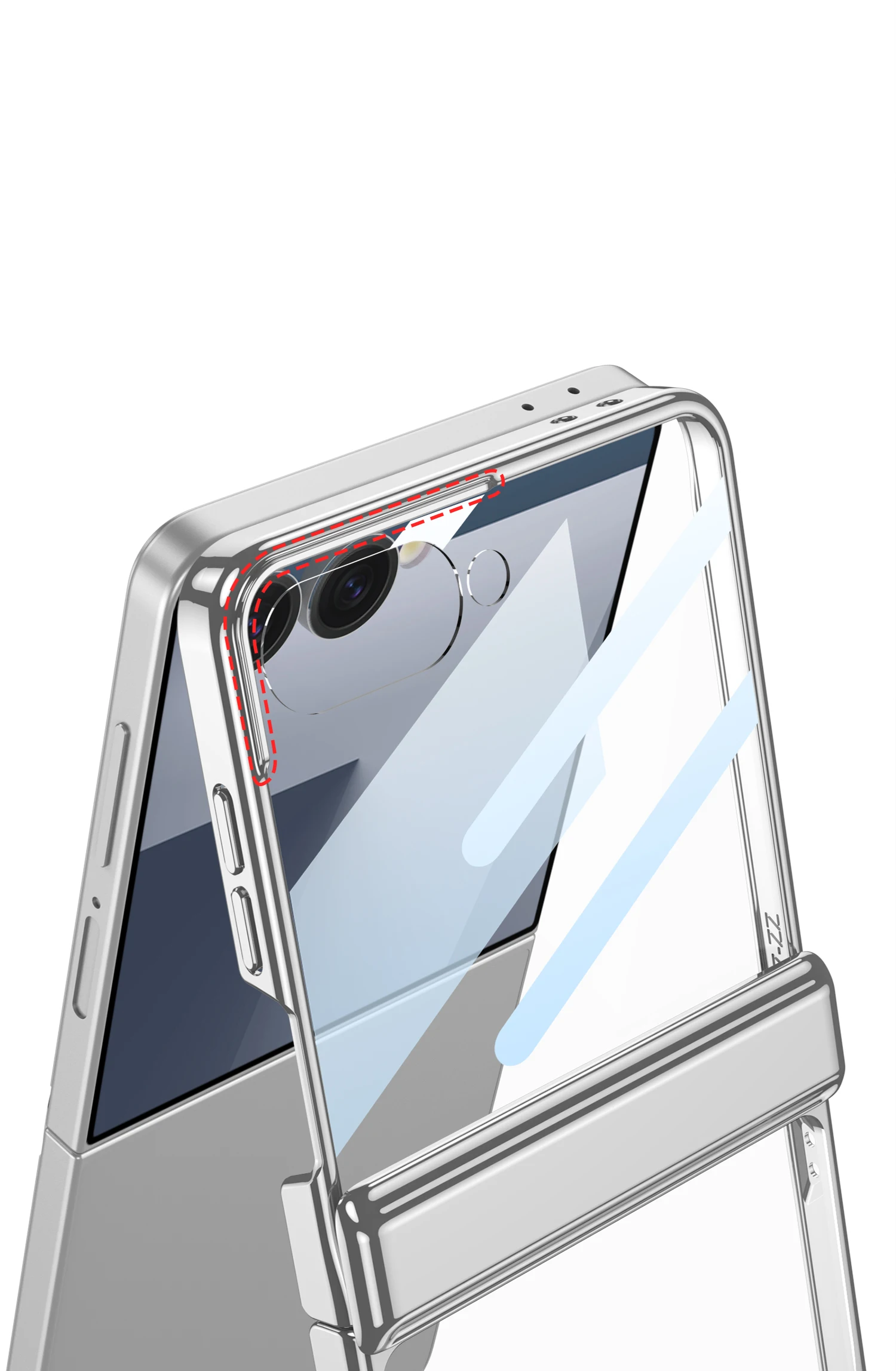 Magnetic Hinge Plating Clear Case for Samsung Galaxy Z Flip 7 6 Outer Screen Pro