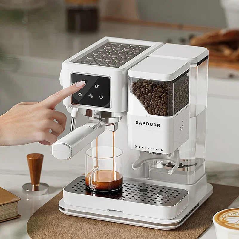 15Bar Espresso Coffee Machine with Milk Frother Built-in Grinder Semi-automatic Italian Espresso Machine