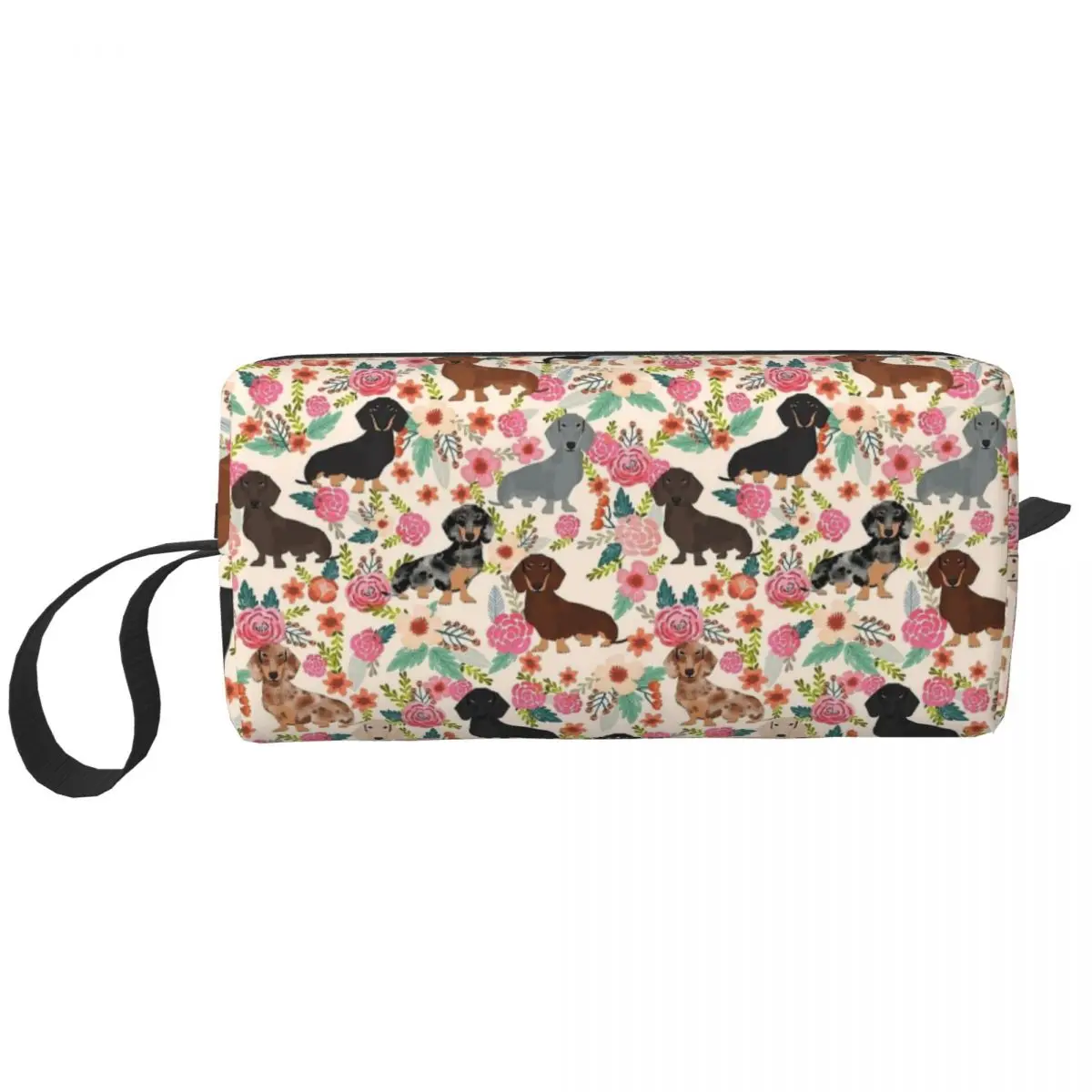 

Косметичка Dachshund Doxie Florals для собак и домашних животных, сумка для косметики, сумка для мужчин и женщин, сумка для туалетных принадлежностей, органайзер для аксессуаров