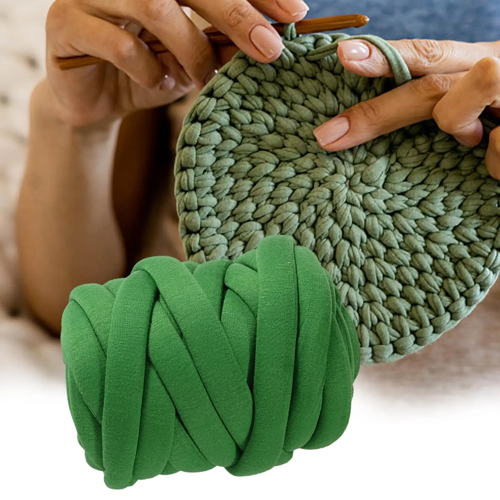 Chunky Wool Yarn, Hand Knitting Yarn Crafts Washable Bulky Giant Wool Yarn  Arm Knitting Yarn for Bed Fence Arm Crochet Green