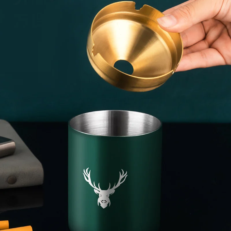 Round Metal Stainless Steel Ashtray Smokeless Cigar Office Home Decor stainless steel ashtray metal ashtray cigarettes ashtray
