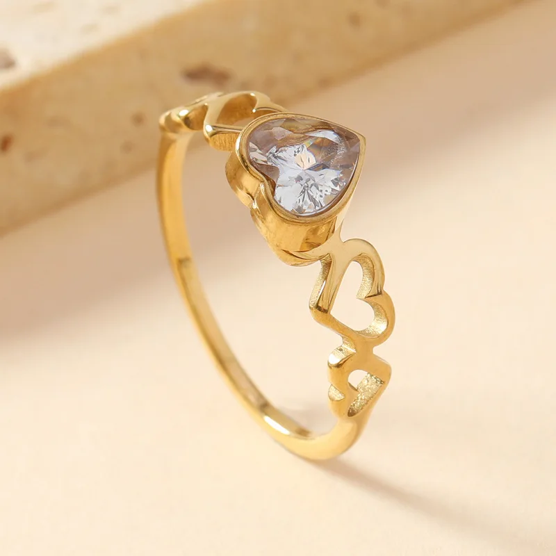 Stainless Steel Stone Ring for Women Simple Style Female Fashion Finger Jewelry Accessories womens ring,jewelry rings,ring jewelry