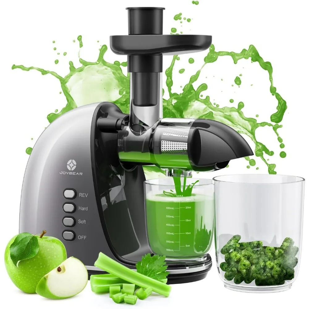 

JoyBear Cold Press Juicer Machine: Easy to Clean Slow Masticating Juicer Extractor for Veggies and Fruits,Silver