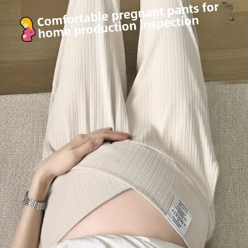 Autumn 2023 New Maternity Pants Low Waist Bell Bottoms Casual Trousers For Pregnant Women Spring Autumn Outer Wear 5