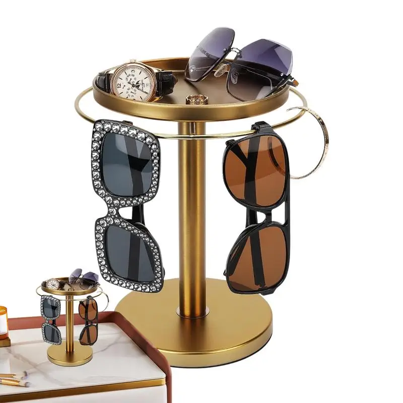 Rotating Sunglass Organizer Eye Glass Display Stand 360-degree Rotation With Tray Jewelry Storage Organizer Detachable Home 3