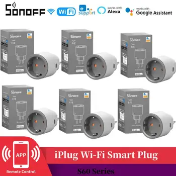 SONOFF S60 TPF EU Wifi Smart Plug 16A Current Smart Socket With Energy Monitoring Remote Control Timer Alexa Google Home Alice