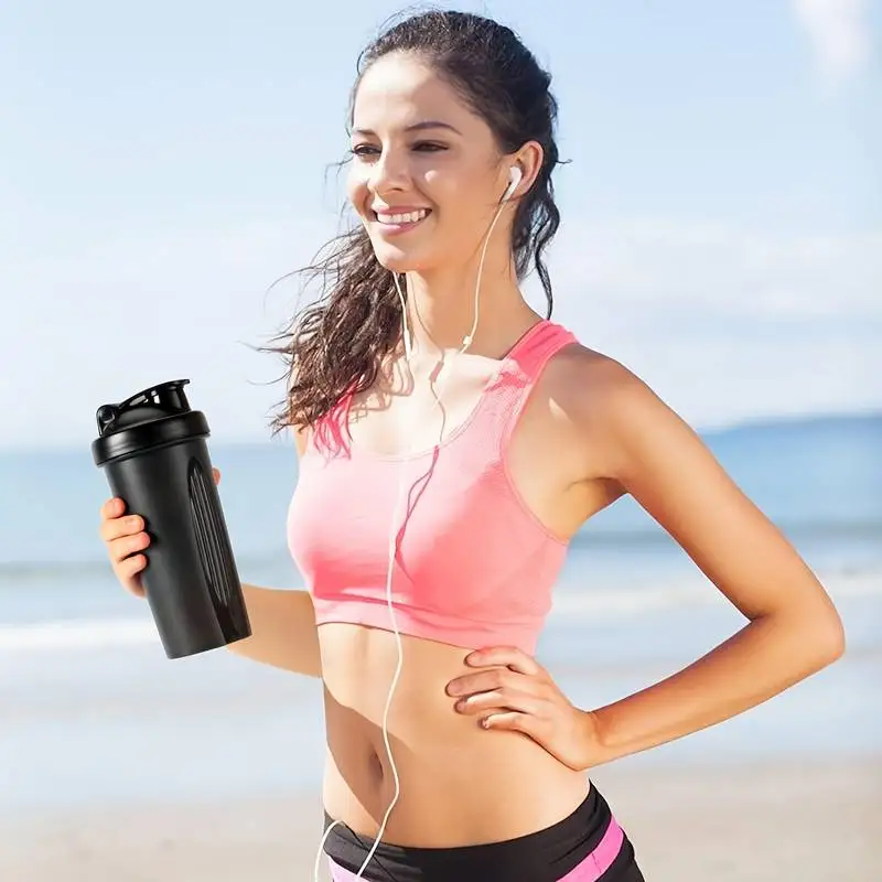 Shaking Cup 600ml/20oz Sports With Metal Stirring Ball For Protein Powder Mixing Hydration
