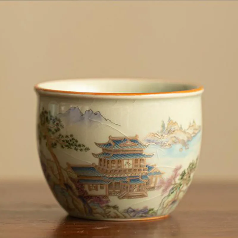 Chinese Style Ruyao Sancai Gaiwan Kungfu Tea Cup Tea Tureen Infuser Bowl Ceramic Crafts Kitchen Teaware