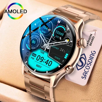 2022 NFC Smartwatch 여성 AMOLED HD 스크린 항상 디스플레이 시간 블루투스 통화 IP68 방수 스마트 워치 삼성 화웨이