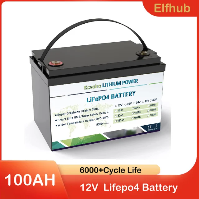 ATEMPOWER - Batería de litio de 12 V y 100 Ah LiFePO4 de carga rápida,  batería recargable de ciclo profundo con BMS integrado, perfecta para RV