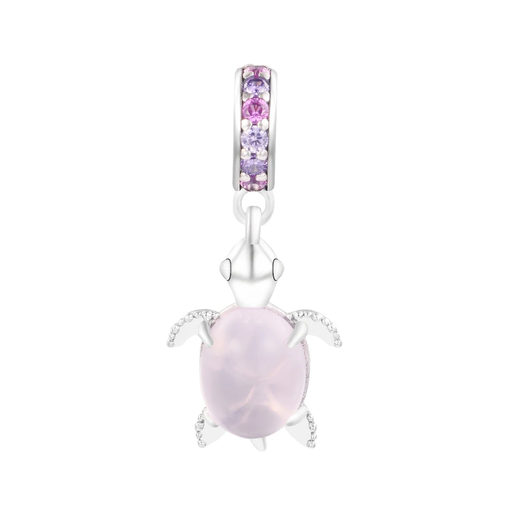 Fits Pandora Bracelet Femme 925 Sterling Silver Murano Glass Pink Sea Turtle Dangle Charms Beads for Jewelry Making 2022 New